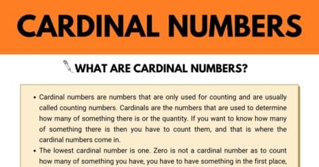 Cardinal Numbers | Cardinal Numbers vs. Ordinal Numbers • 7ESL