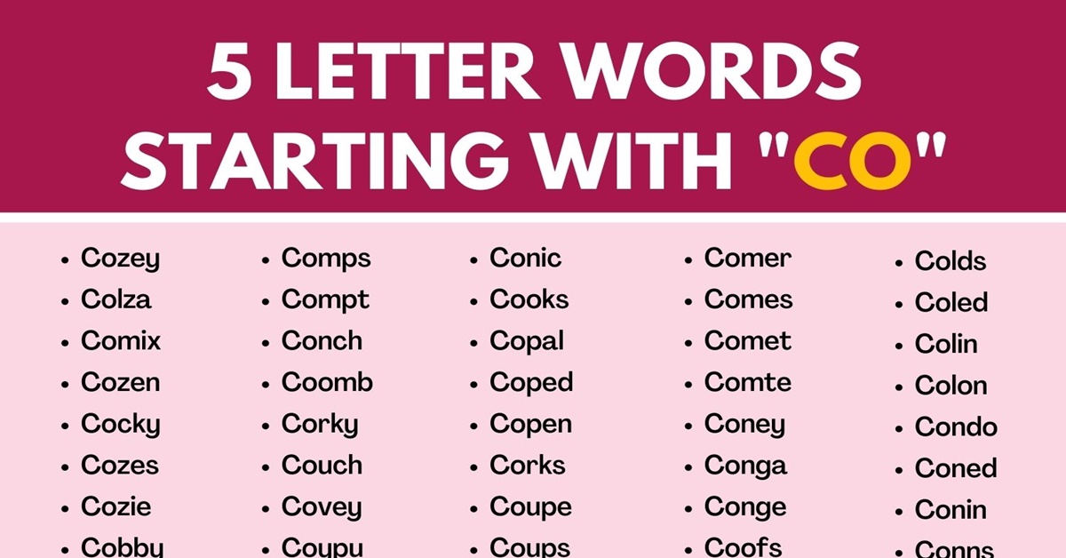 215 Common 5 Letter Words Starting with CO