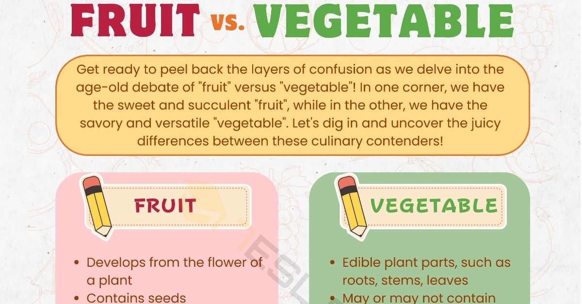 Fruit vs. Vegetable What's the Difference? • 7ESL