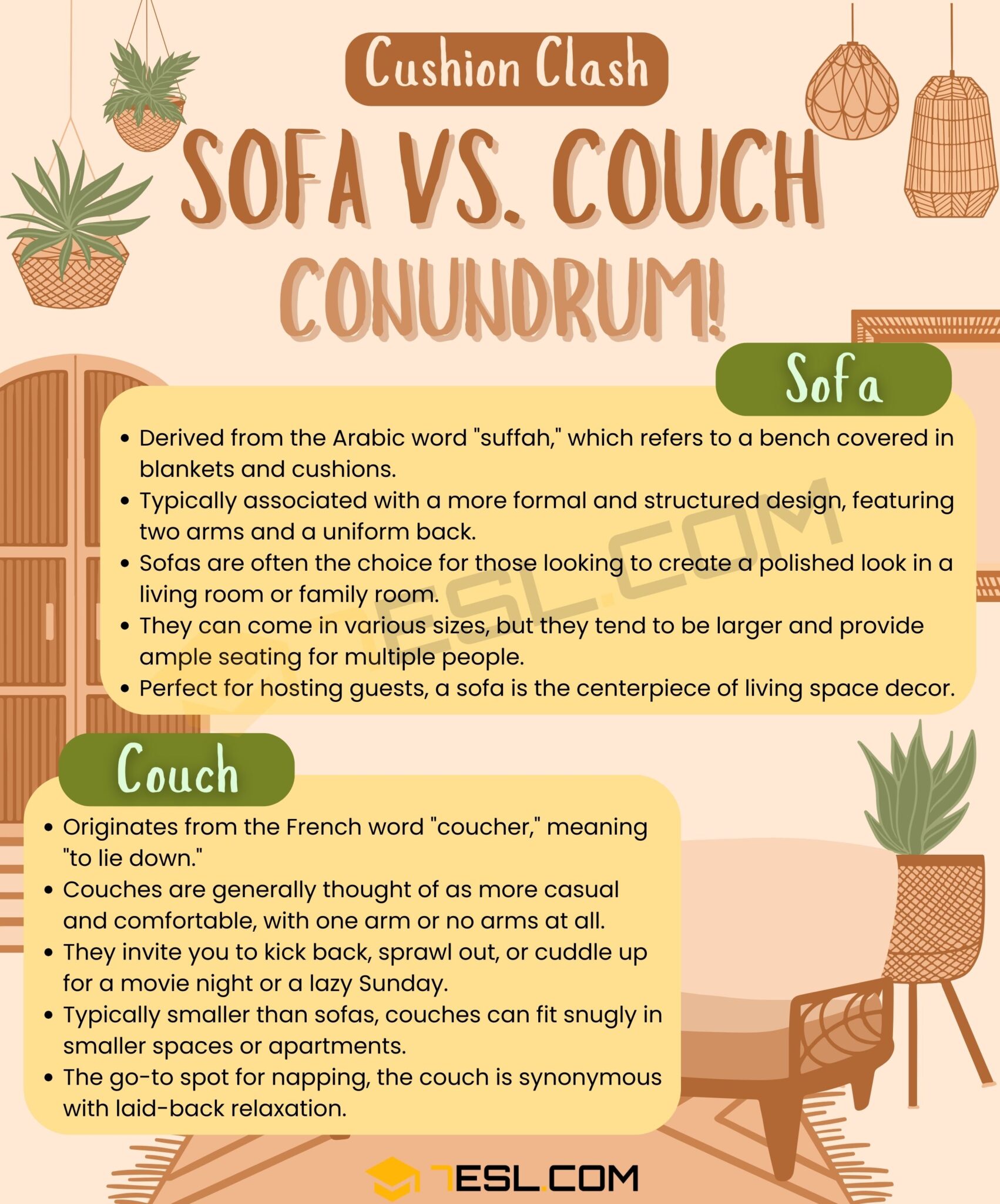 The Difference between Sofa and Couch • 7ESL