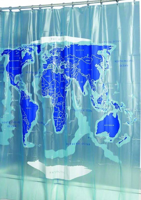 World Map Shower Curtain