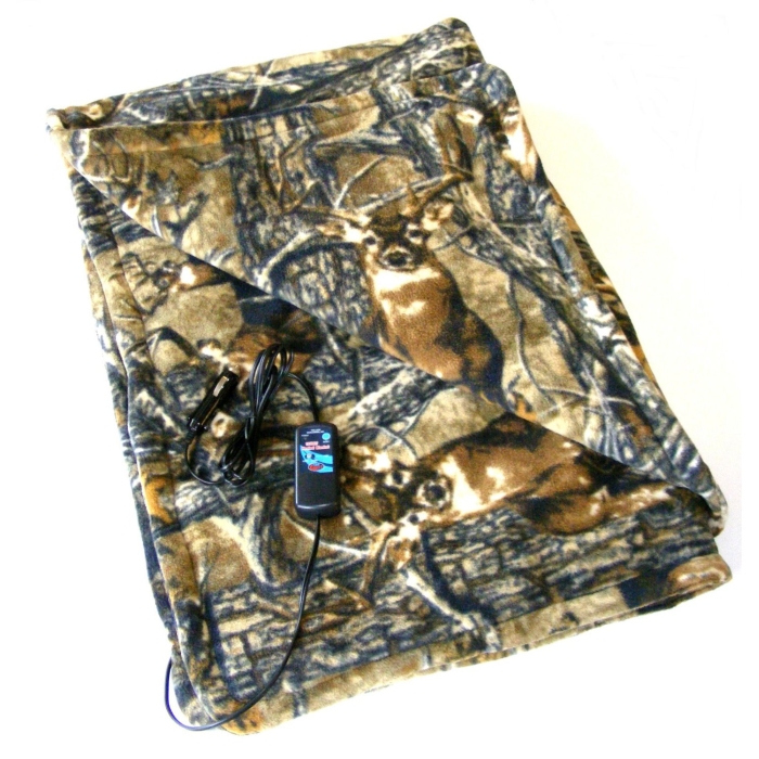 Heated Camo Cozy Polar Fleece Blanket