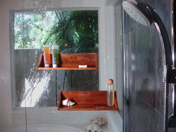 Solid Teak Shower Shelf Suction Self Hanging