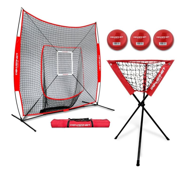 DLX Baseball Softball 7×7 Practice Net Bundle wStrike Zone
