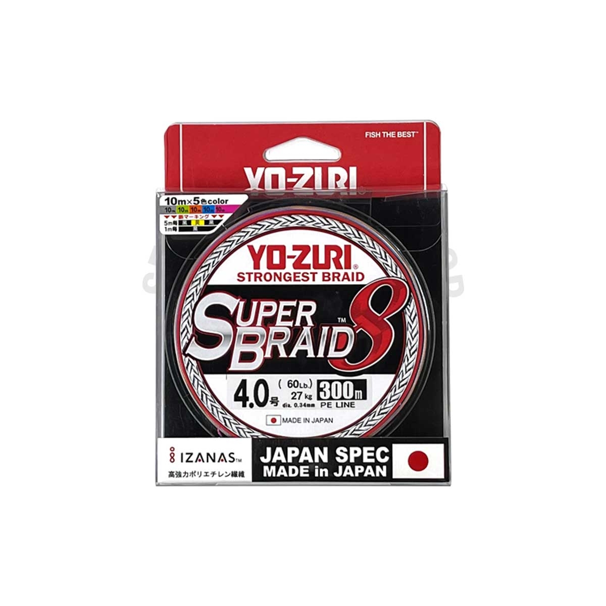 YoZuri Super Braid 8 300m R1291PE4 (Multi Color)*สายพีอี 7 SEAS (THAILAND)