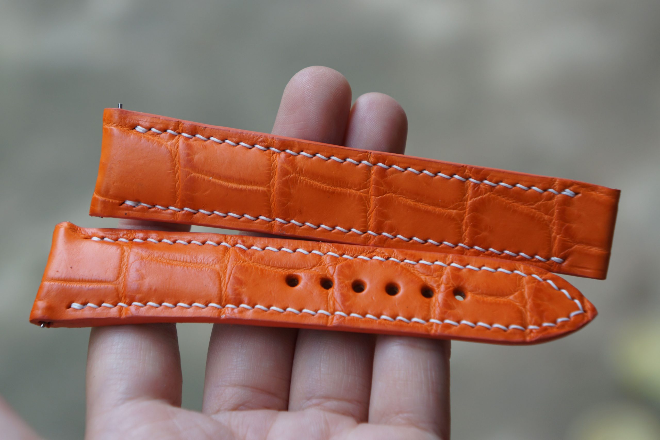 Custom Orange Alligator Leather Watch Strap 7Strap