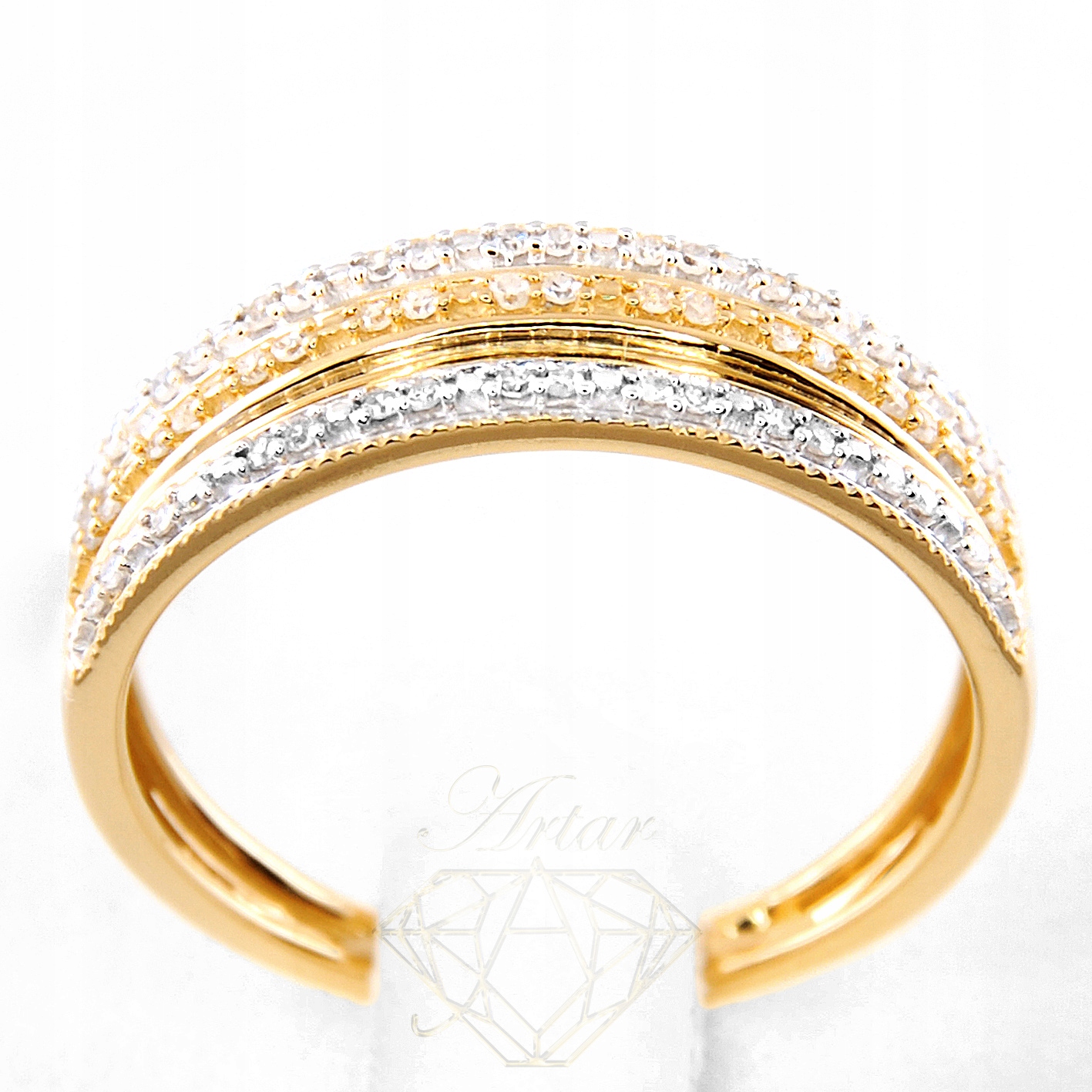 Złoty pierścionek APART z brylantami r.14 585 Wwa