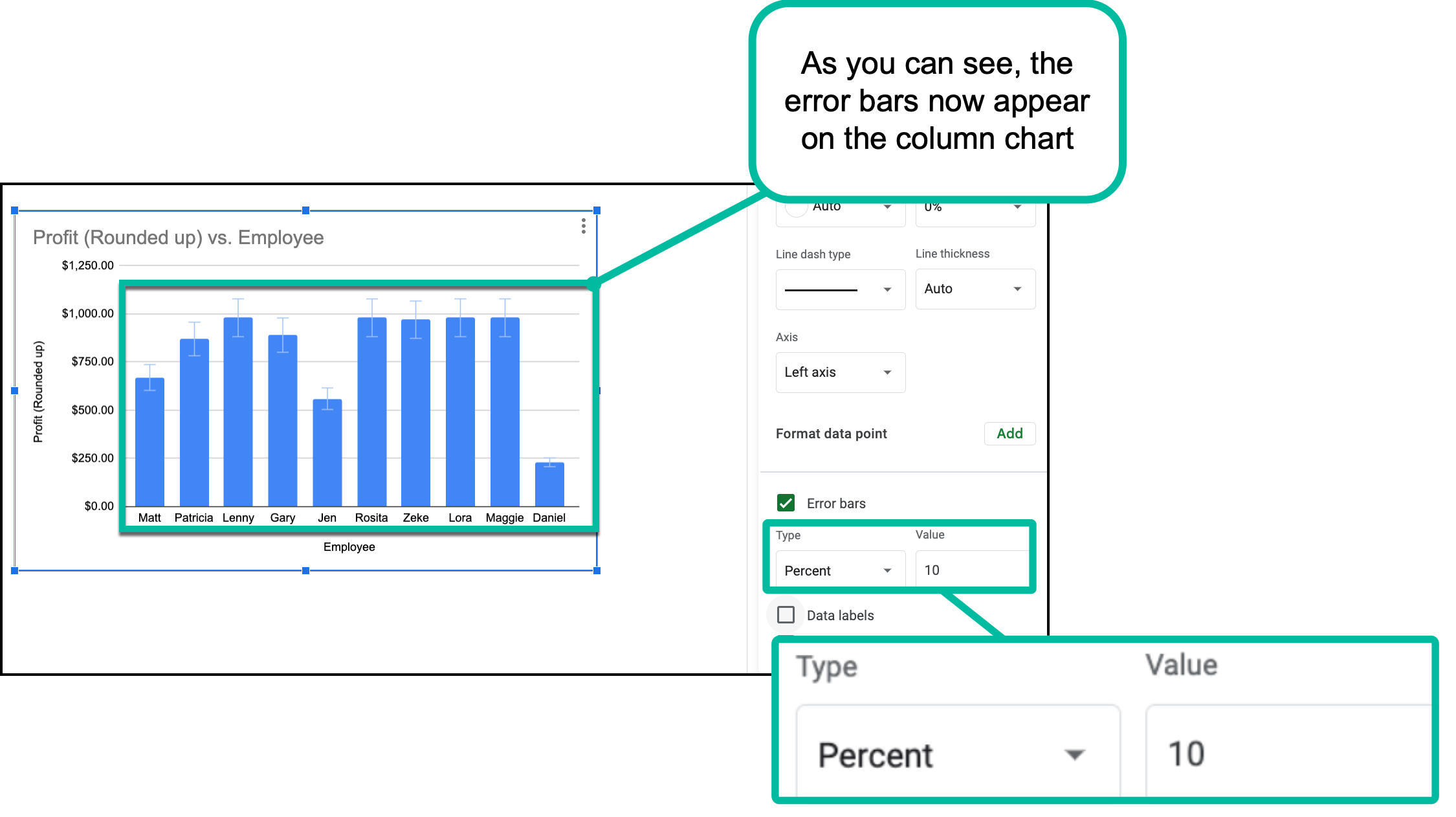 How to Add Error Bars in Google Sheets