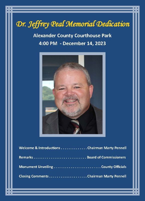 Alexander County To Dedicate Monument In Memory Of Dr. Jeffrey Peal