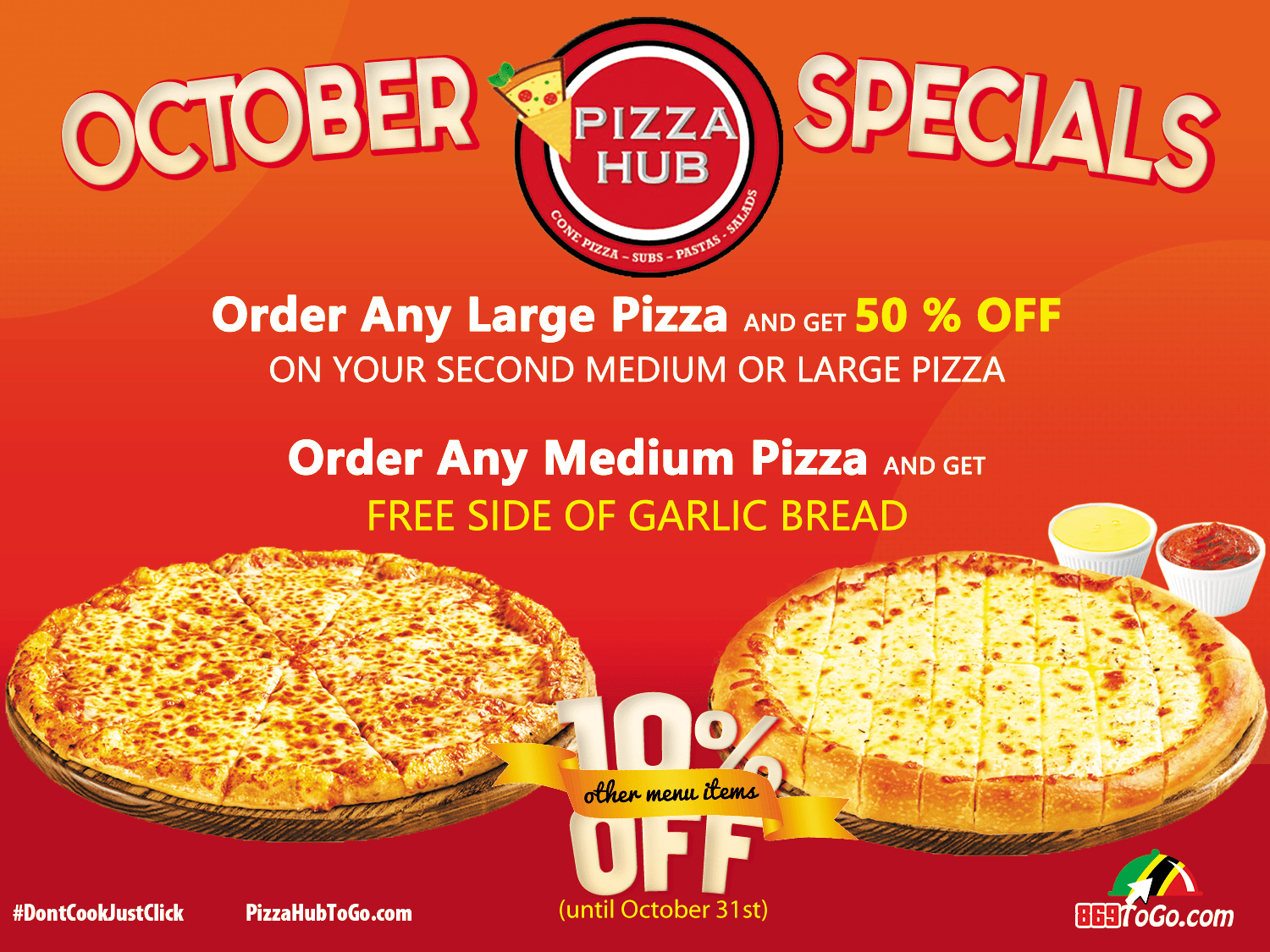 Pizza Hub October Specials & 10 Off 869ToGo