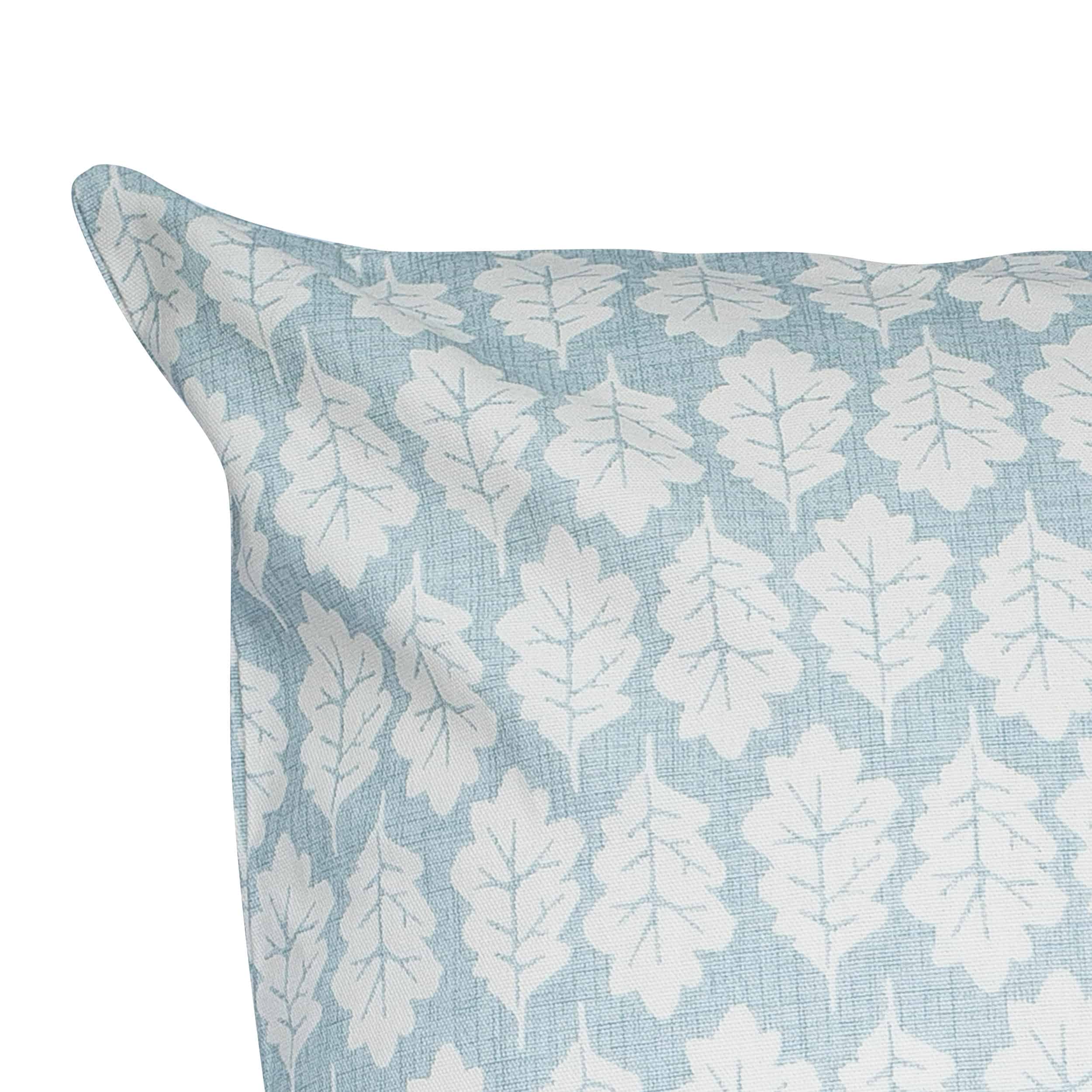 Autumn Leaf ExtraLarge Cushion in Duck Egg Linen Loft