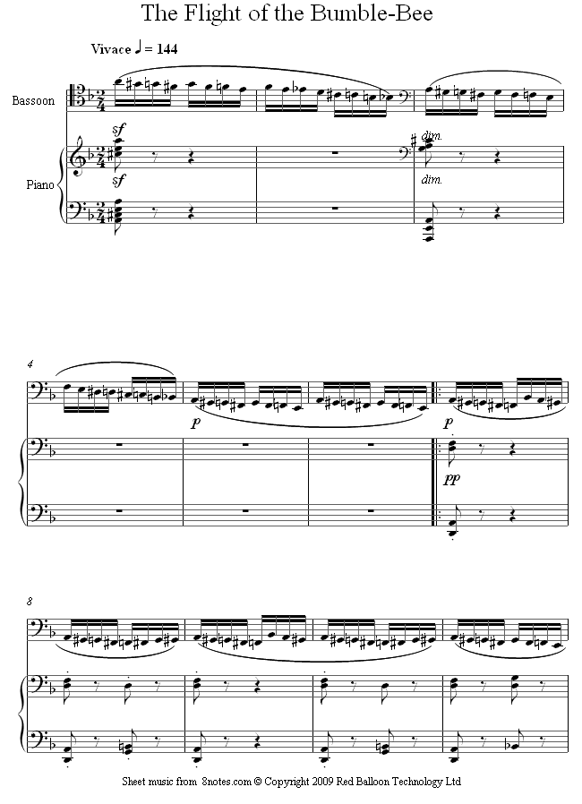 RimskyKorsakov Flight of the Bumblebee sheet music for Bassoon