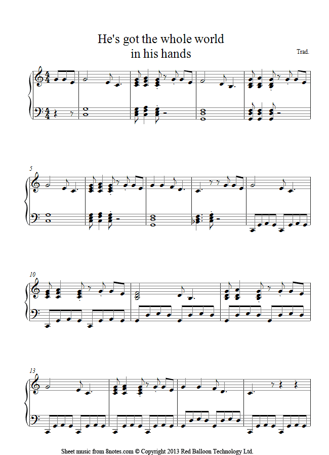 He's got the Whole World in his Hands (American Spiritual) sheet music