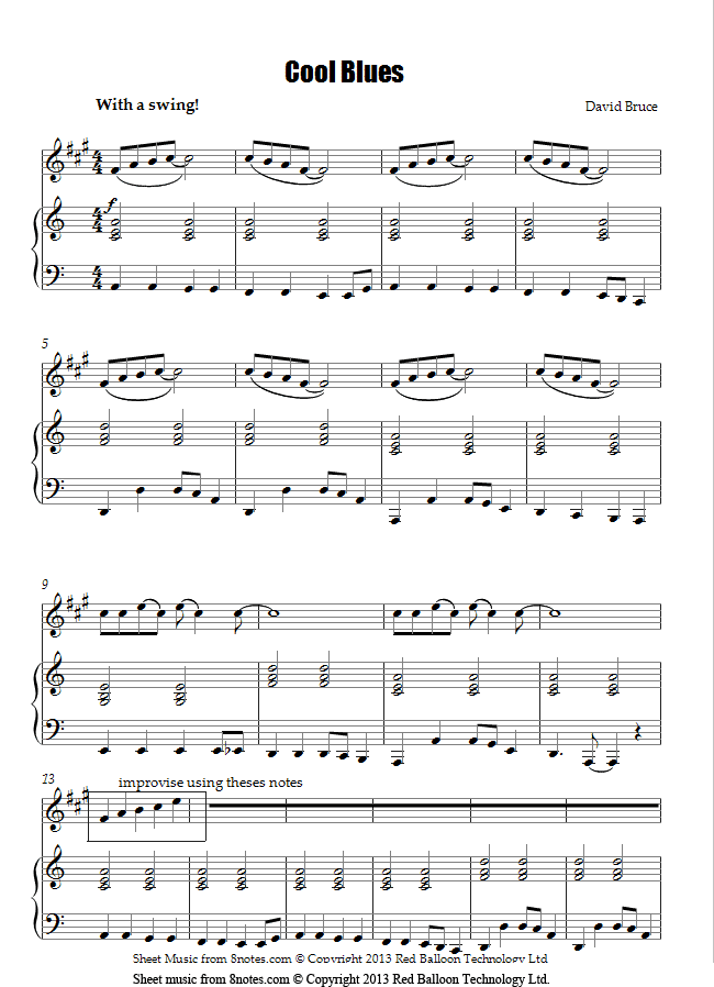 David Bruce Cool Blues sheet music for Saxophone
