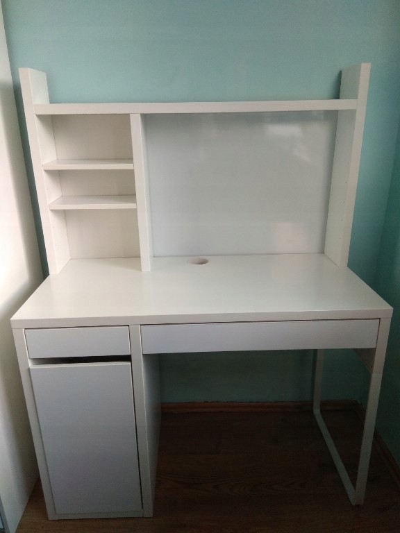 IKEA Biurko MICKE zestaw roboczy biały z nadstawką 7423463549