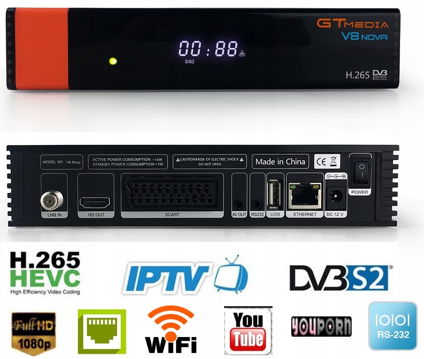 Tuner SAT HD Freesat GTMedia V8 NOVA DARMOWA TV CC 7682206393