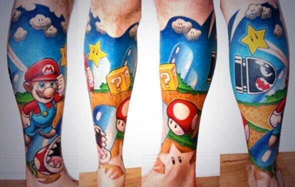 Awesome mario tattoo 90kids Childhood Nostalgia