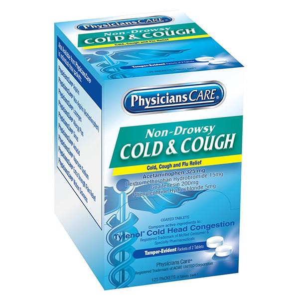 NonDrowsy Cold & Cough Tablets, 2 Pkg/125 ea 90033AC