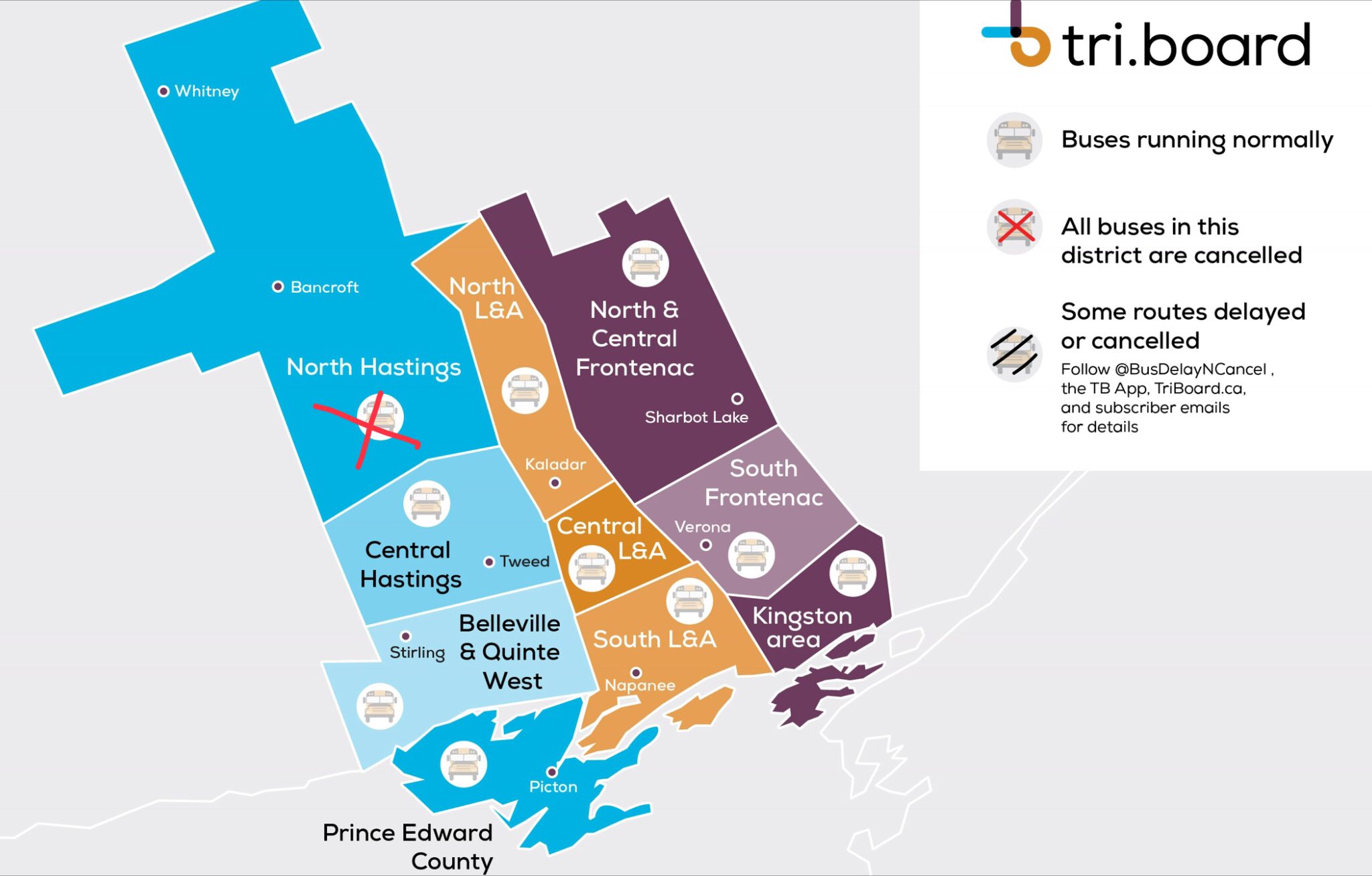 TriBoard cancelling buses in North Hastings today 91X FM CJLX