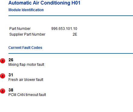 Climate control errors - mixing flap, recirculation/fresh air. MOST