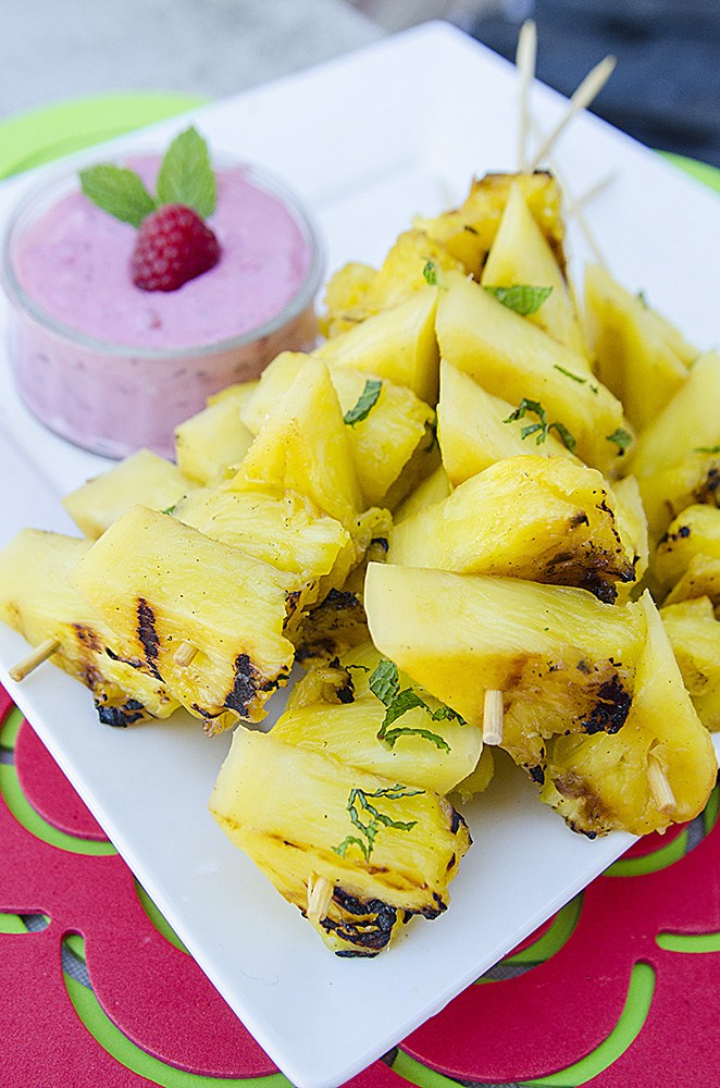 GRILLED PINEAPPLE APPETIZER WITH RASPBERRY DIPPING SAUCE 99easyrecipes