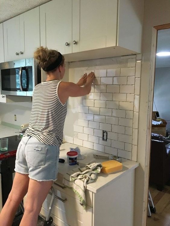 Subway Tile Backsplash StepbyStep Tutorial Part One 99easyrecipes