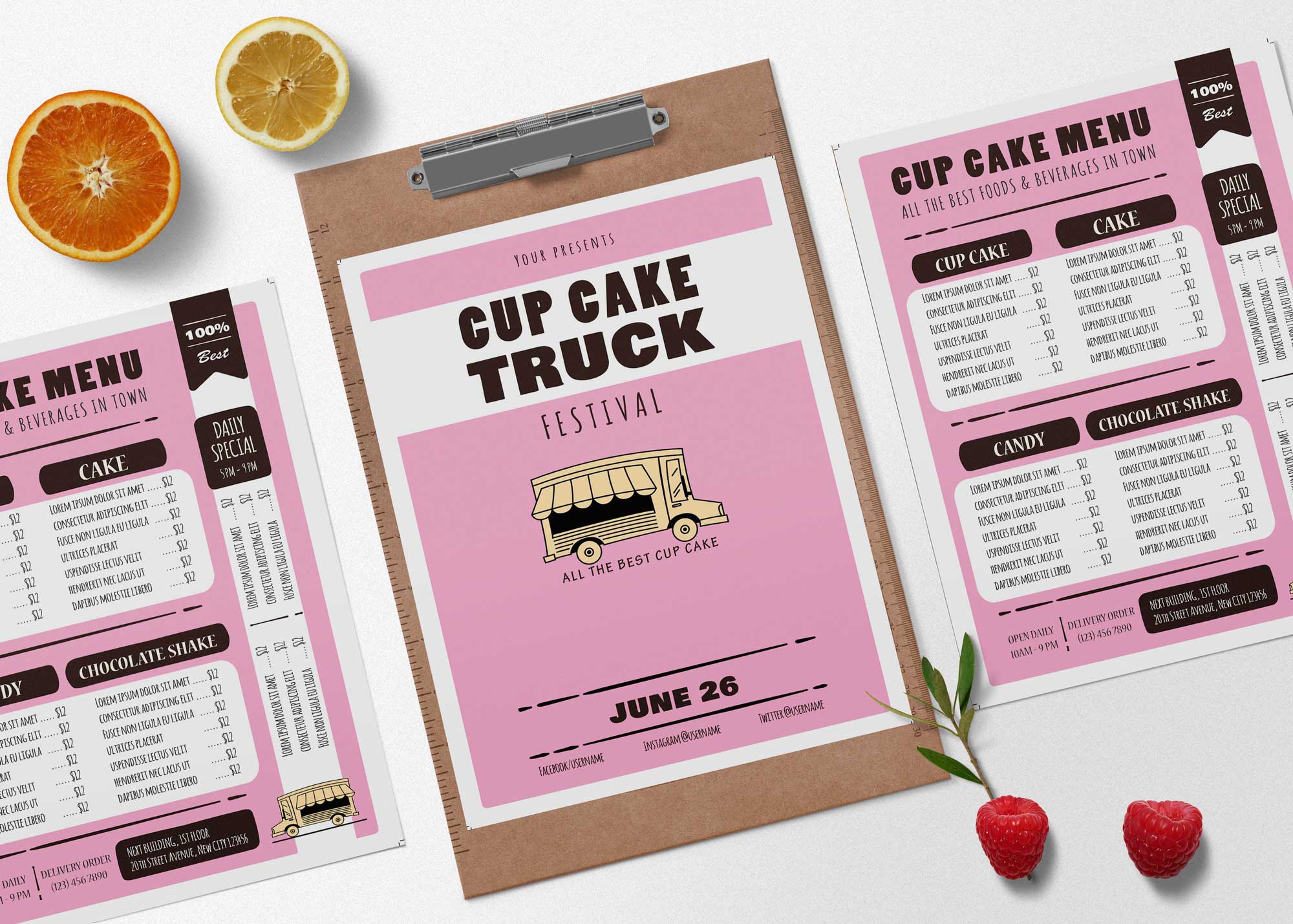 Cup Cake Cafe Menu Design 99Effects