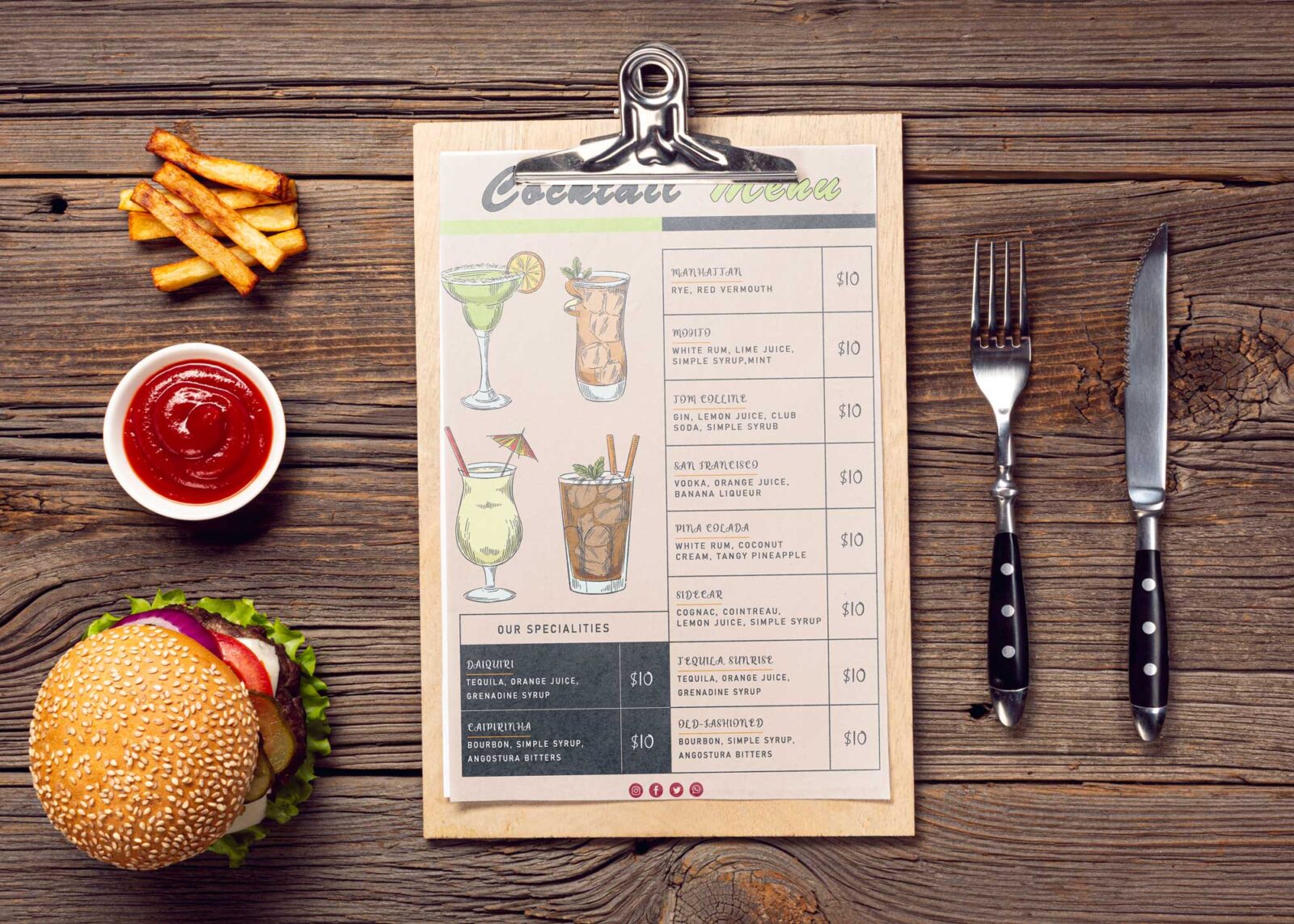 Contemporary Cocktail Menu Design Template 99Effects