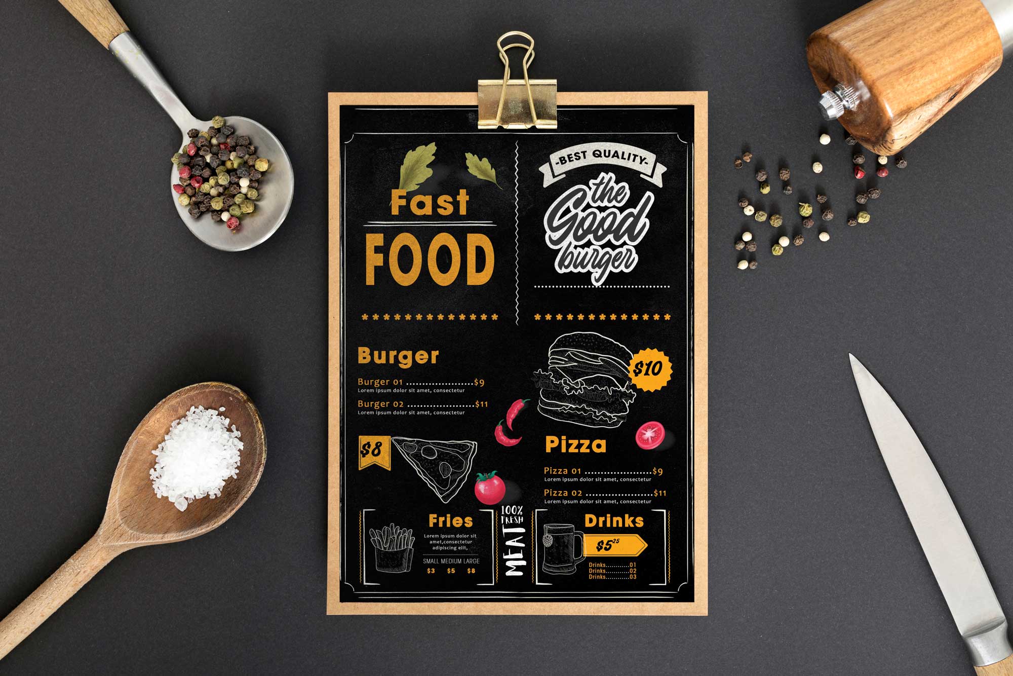 Fast Food Restaurant Menu Design Template 99Effects