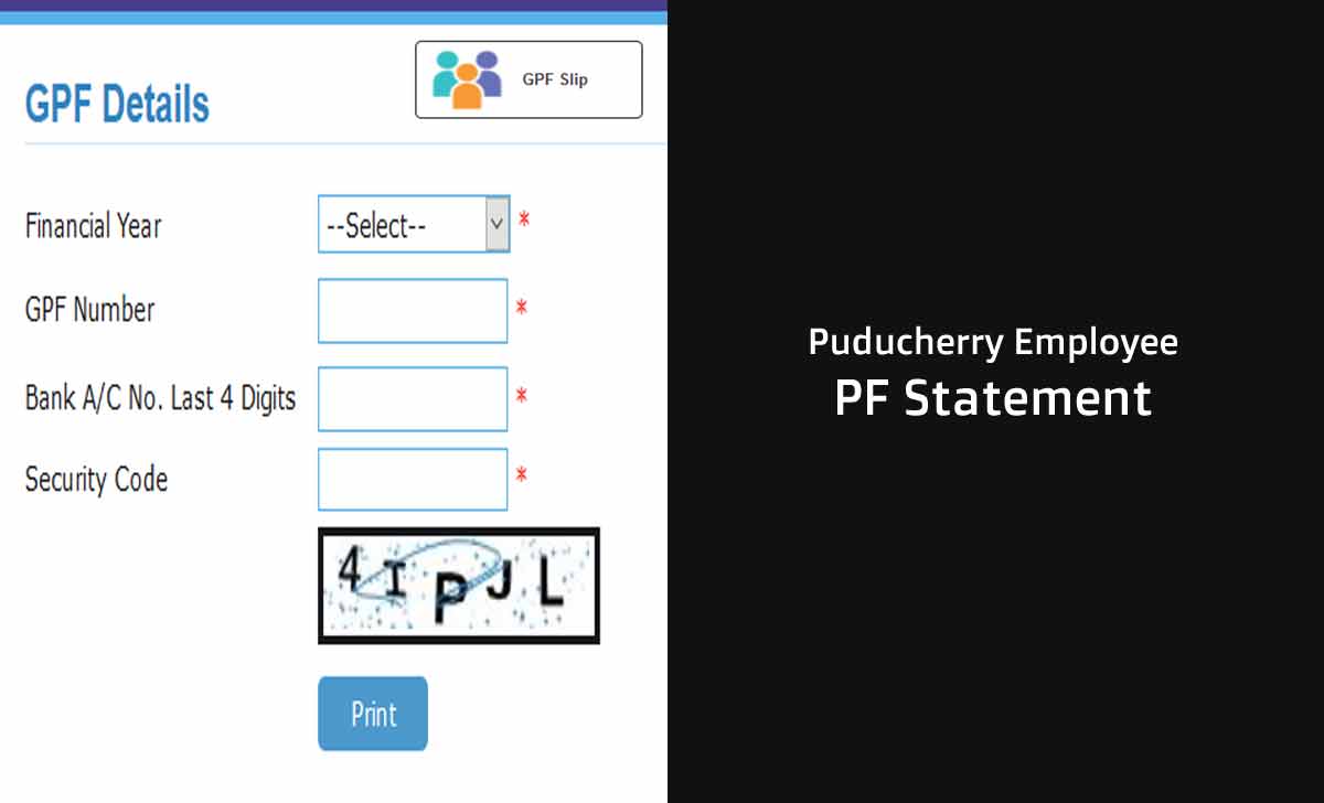 Puducherry GPF Slip Download at Puduvai Accounts Online Bill Status
