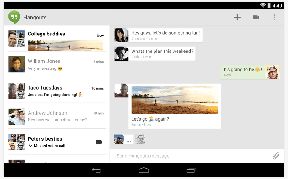 Hangouts for Android updated with custom notification