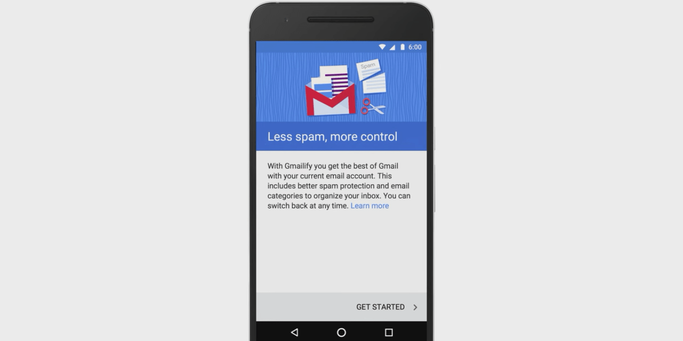 Gmailify adds Gmail's spam filtering, inbox organization
