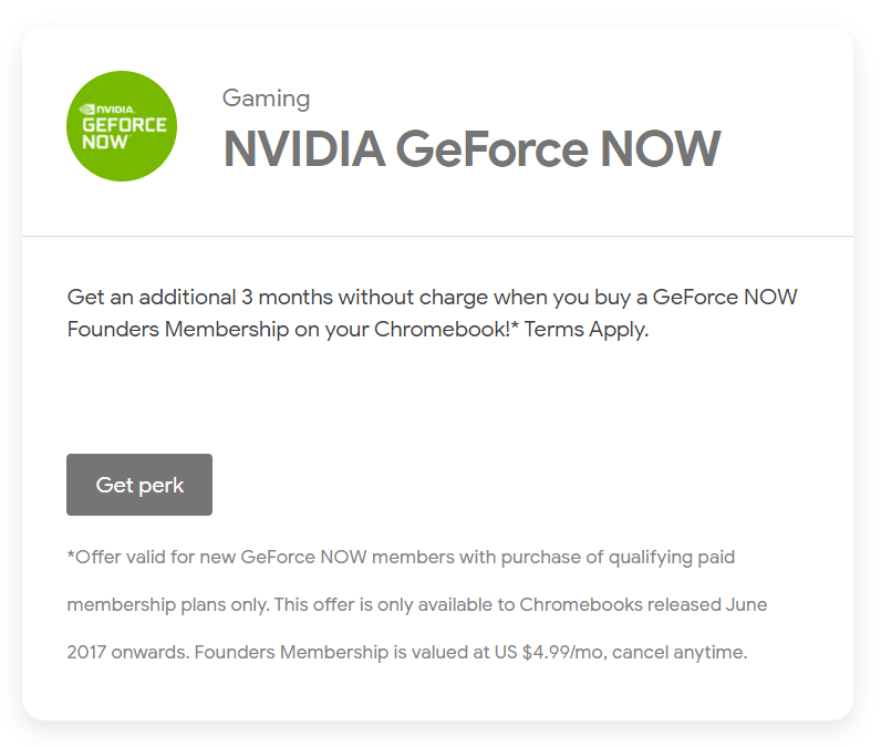 เจ้าของ Chromebook สามารถแลกรับ Nvidia GeForce ฟรี 3 เดือนได้แล้วตอนนี้