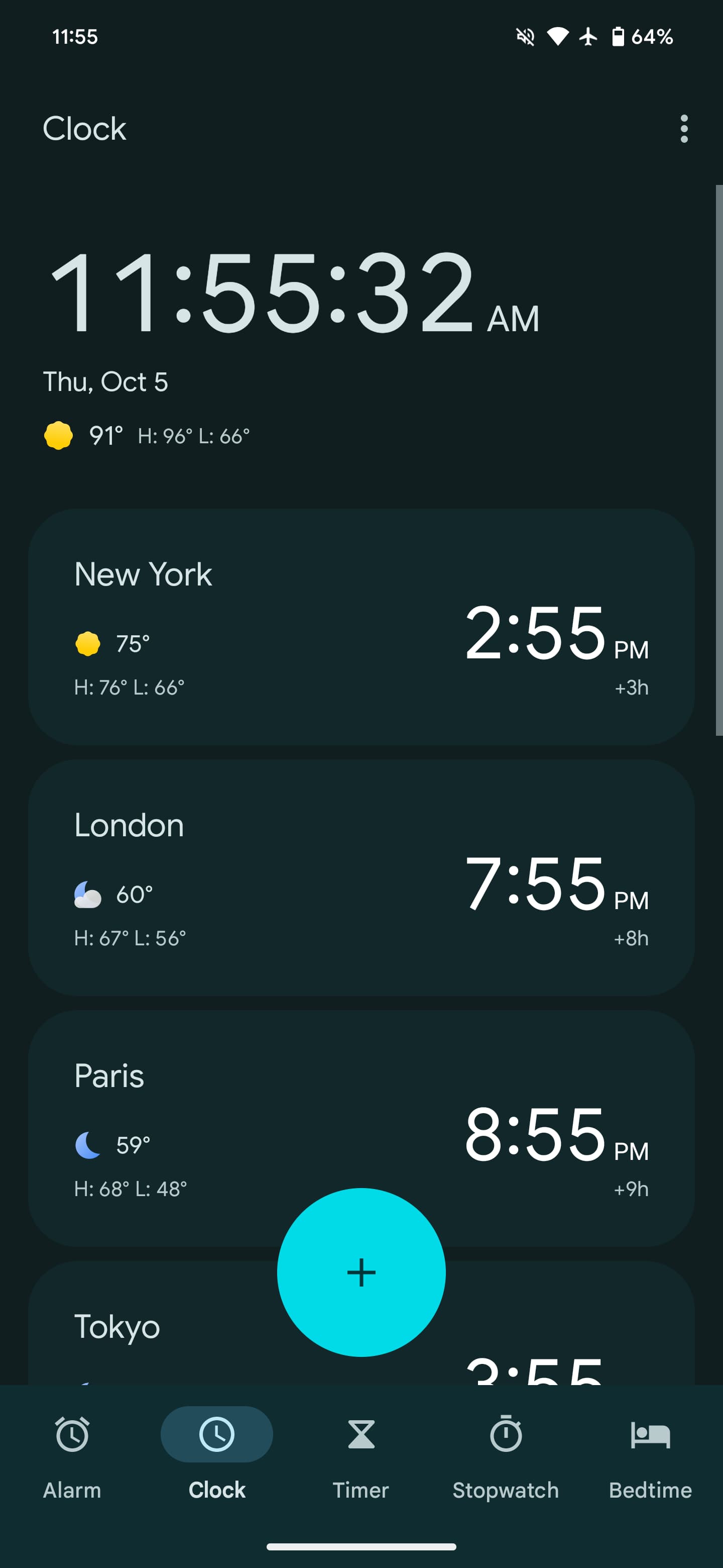 Google Clock weather