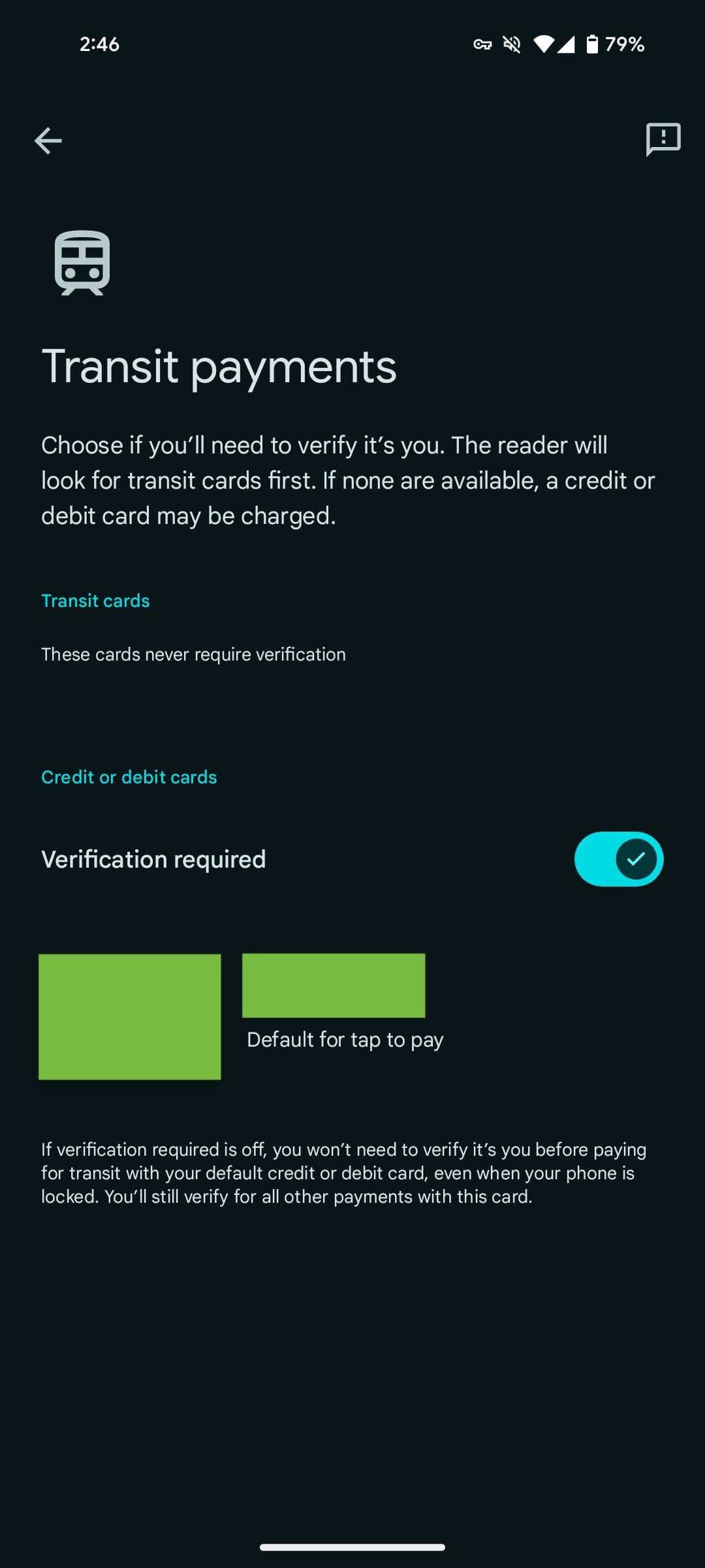 Google Wallet Verification settings