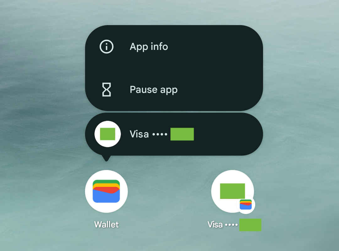 Google Wallet card shortcut