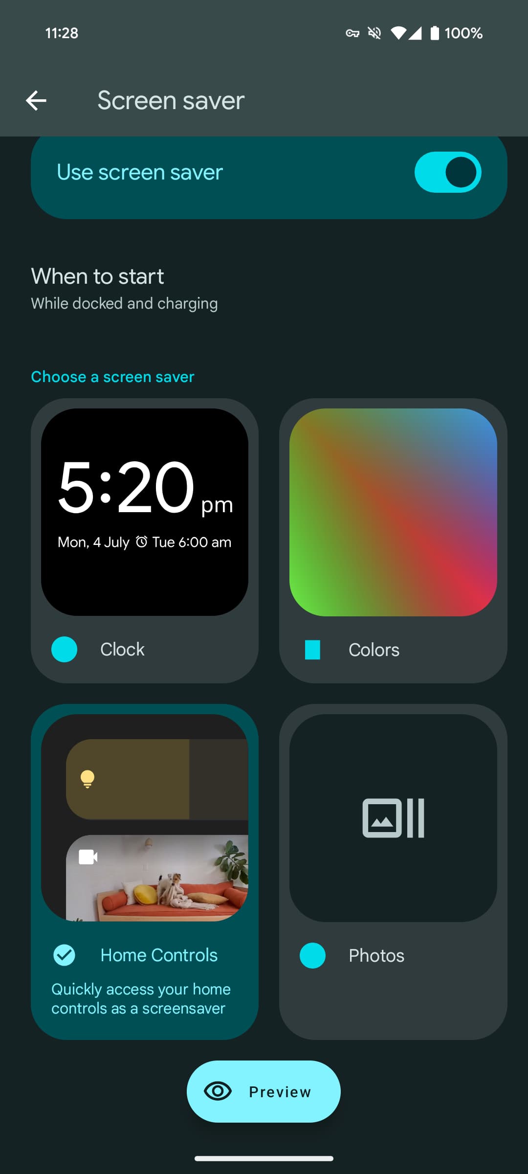 Android 15 Home Controls screensaver