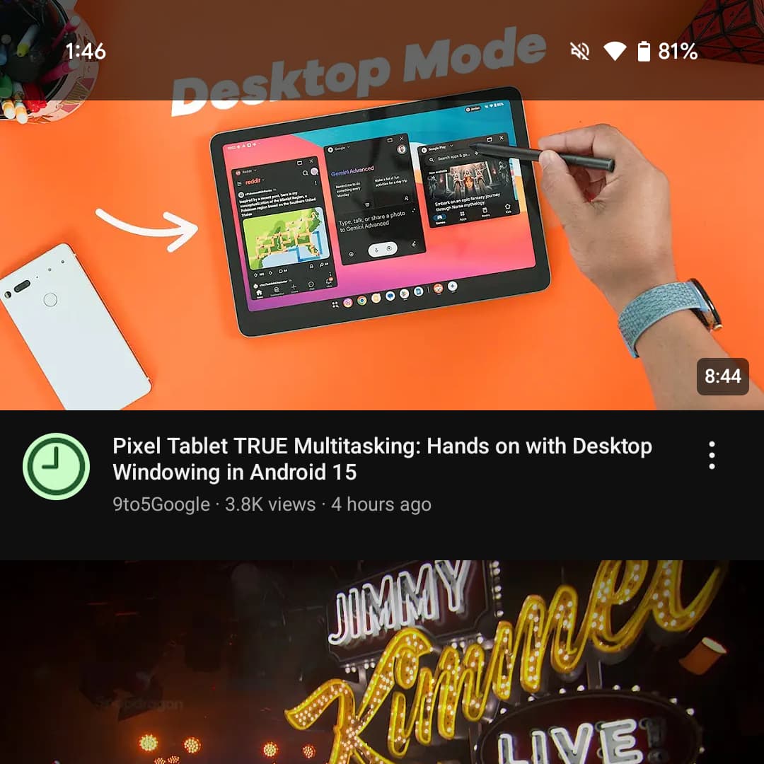 YouTube transparent status bar