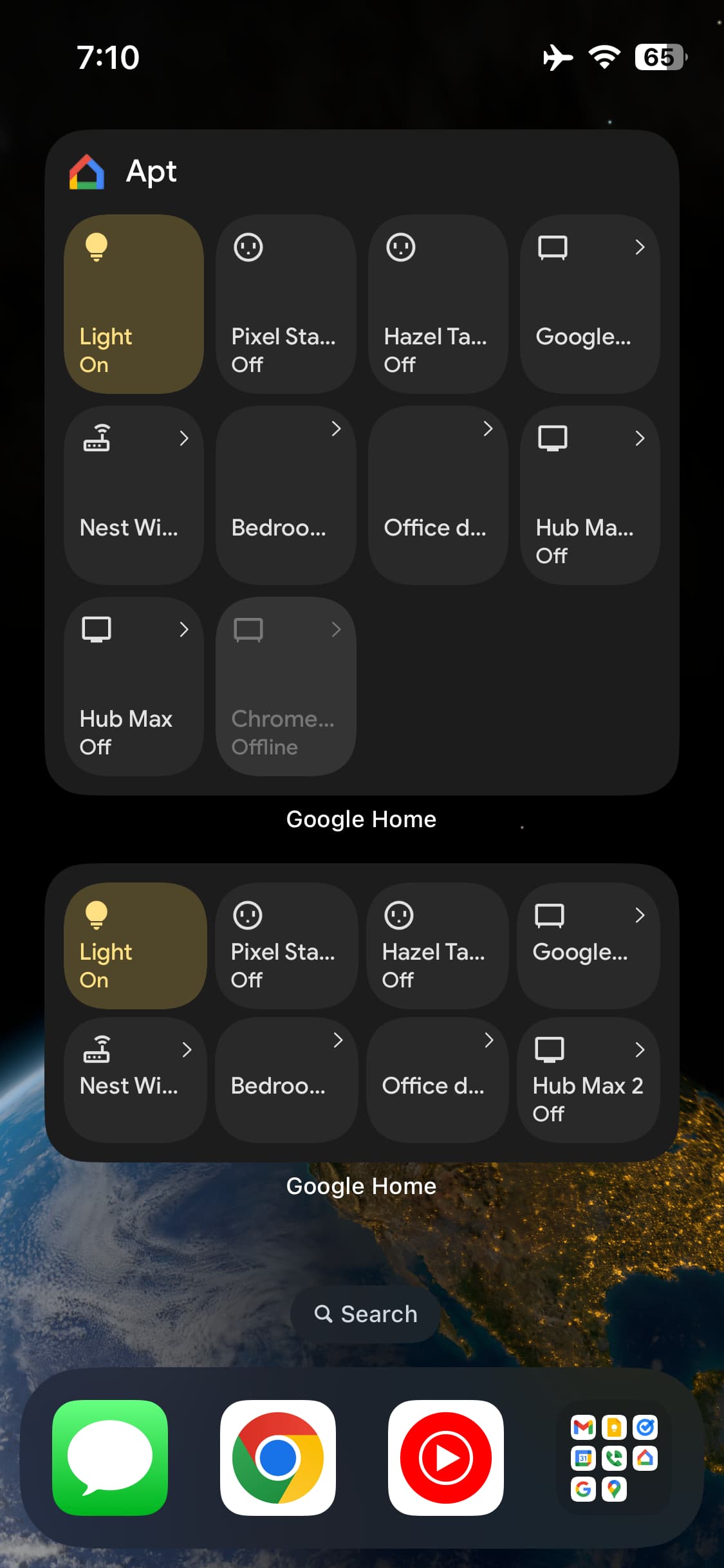 Google Home widgets iPhone