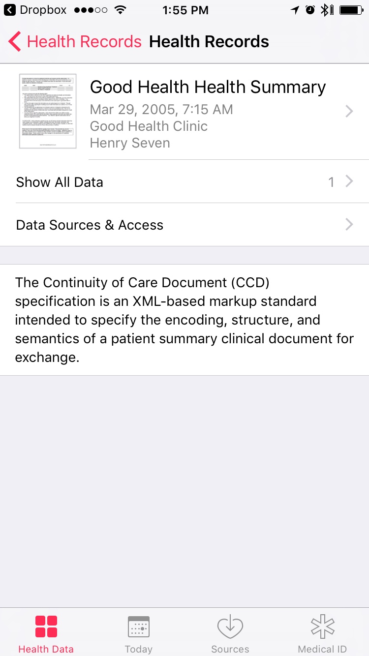 Handson Apple brings HL7 CCD health records to HealthKit in iOS 10
