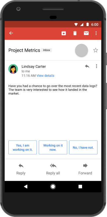 Gmail for iOS adds Inboxstyle 'Smart Reply' feature with