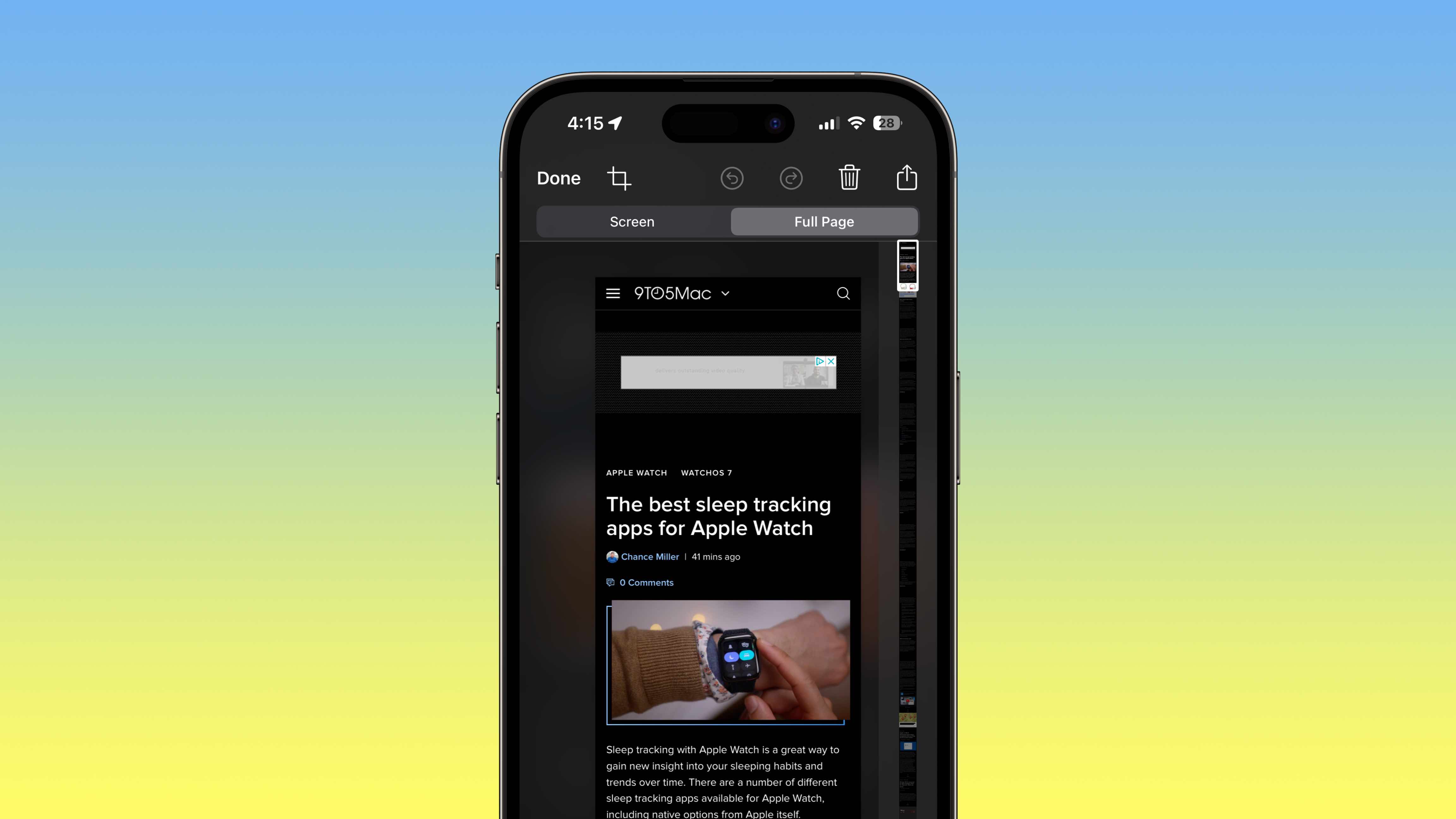 How to take scrolling screenshot on iPhone