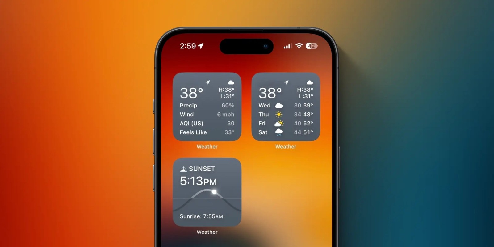 Here are the new Weather widgets for iPhone with iOS 17.2 Macplace