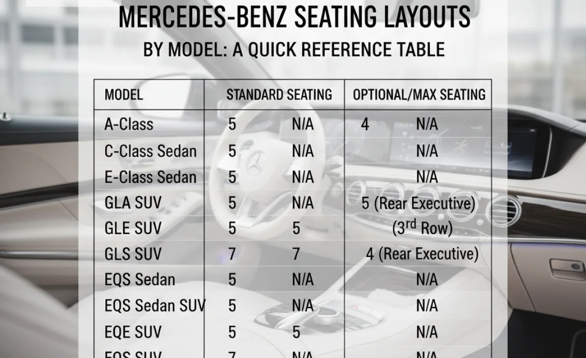 Seating Layouts by Model: A Quick Reference Table