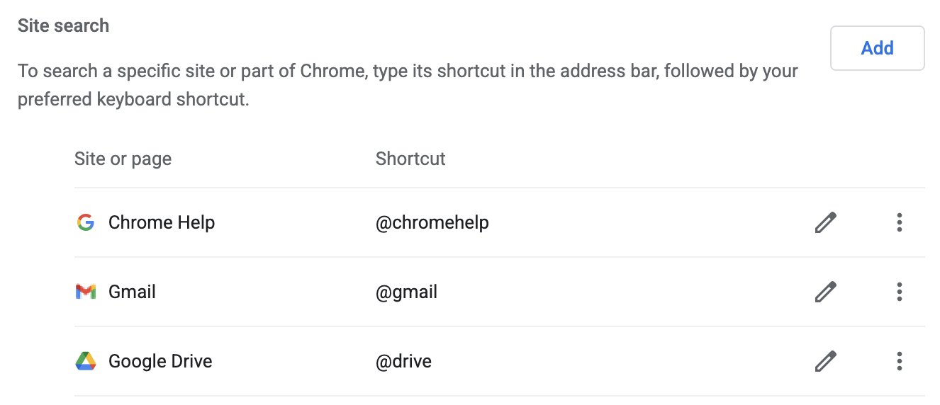 Chrome Site search