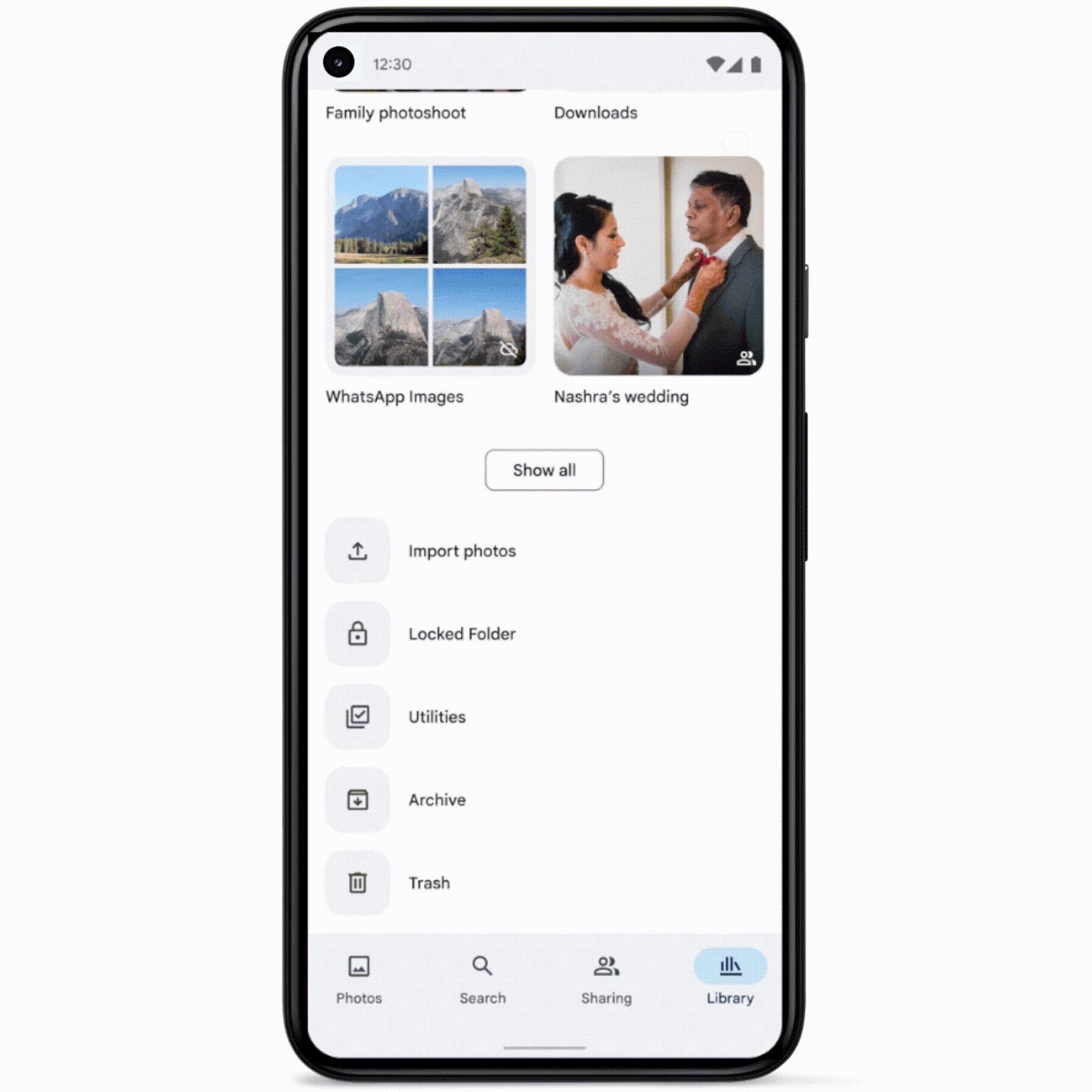 Google Photos Library tab redesign