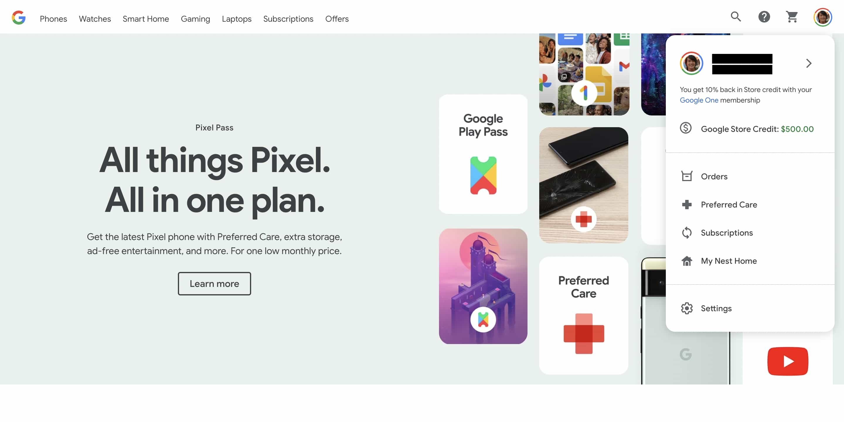 Google Store credit $500