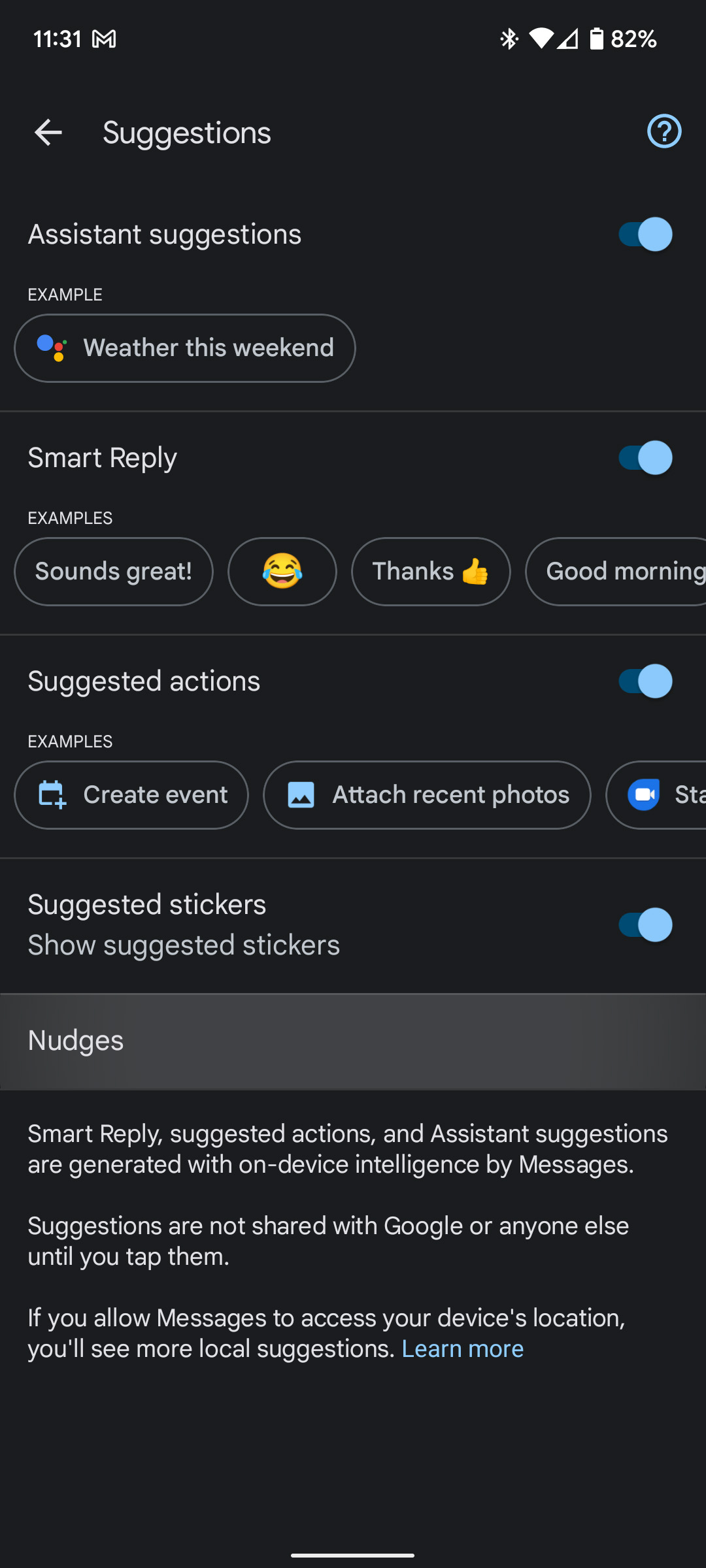 Nudges Google Messages