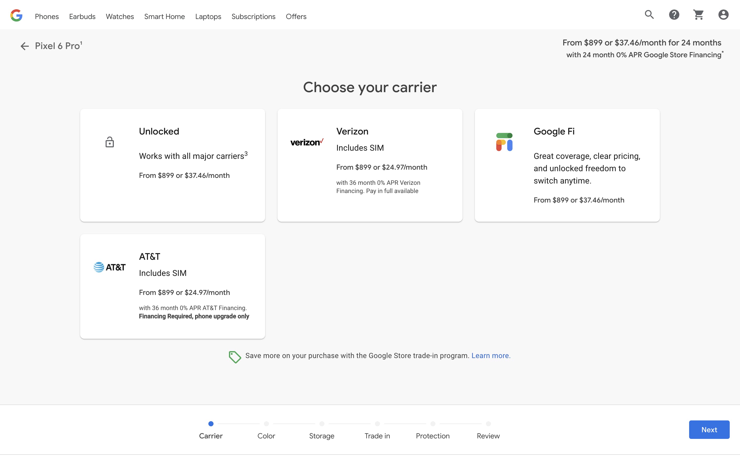 Pixel 6 Pro AT&T Google Store
