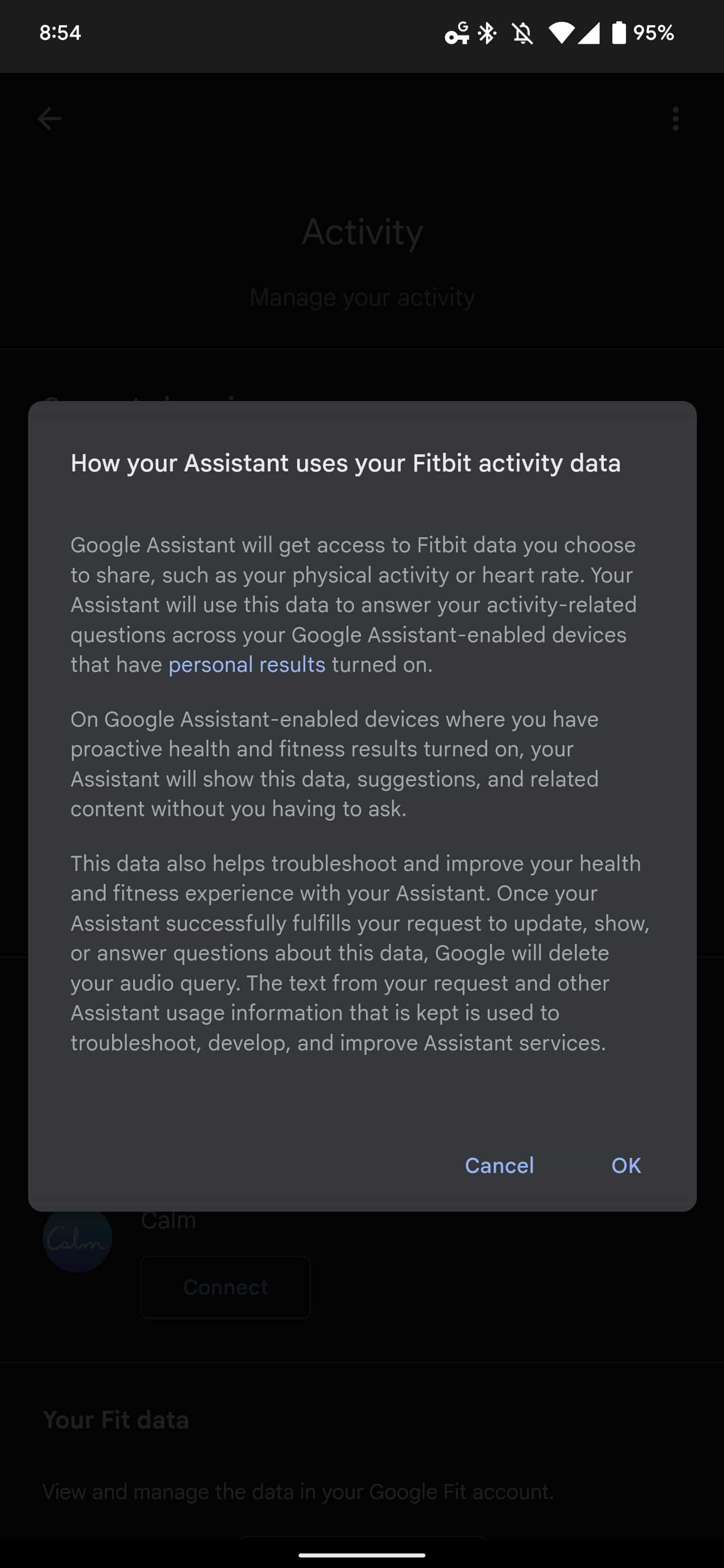 Assistant Fitbit settings